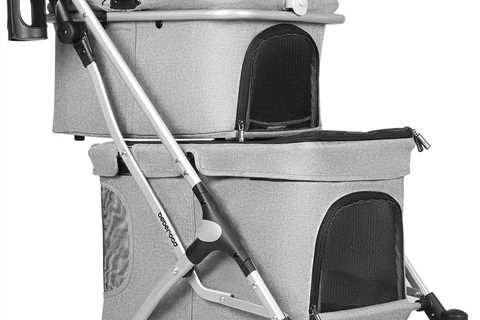 Beberoad Double Pet Stroller for Small Medium Dogs & Cats | Lightweight Foldable Design for Travel..
