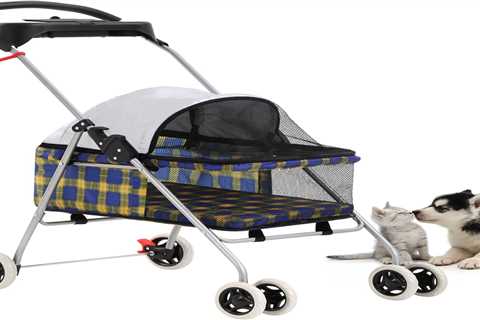 BestPet Pet Stroller - Stylish & Portable Cat Dog Stroller Waterproof & Foldable - Yellow..